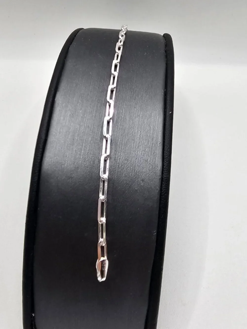 Sterling Silver 925 High Polished Flat Edge Paperclip Bracelet 2.9mm 7 inches
